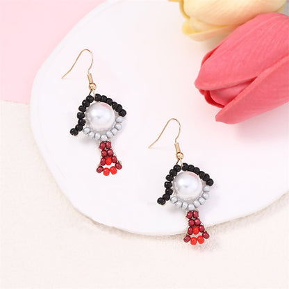 Handmade Beaded Figurine Statement Earrings 3033 #1 Colour