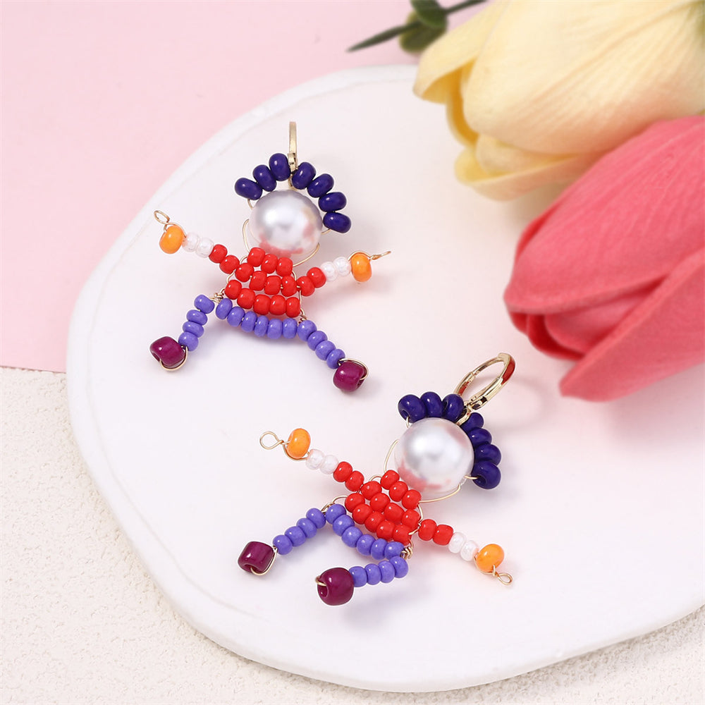 Handmade Beaded Figurine Statement Earrings 3033 #4 Colour