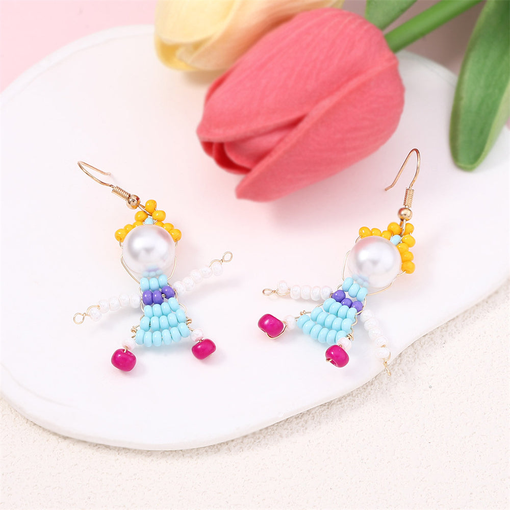 Handmade Beaded Figurine Statement Earrings 3033 #8 Colour