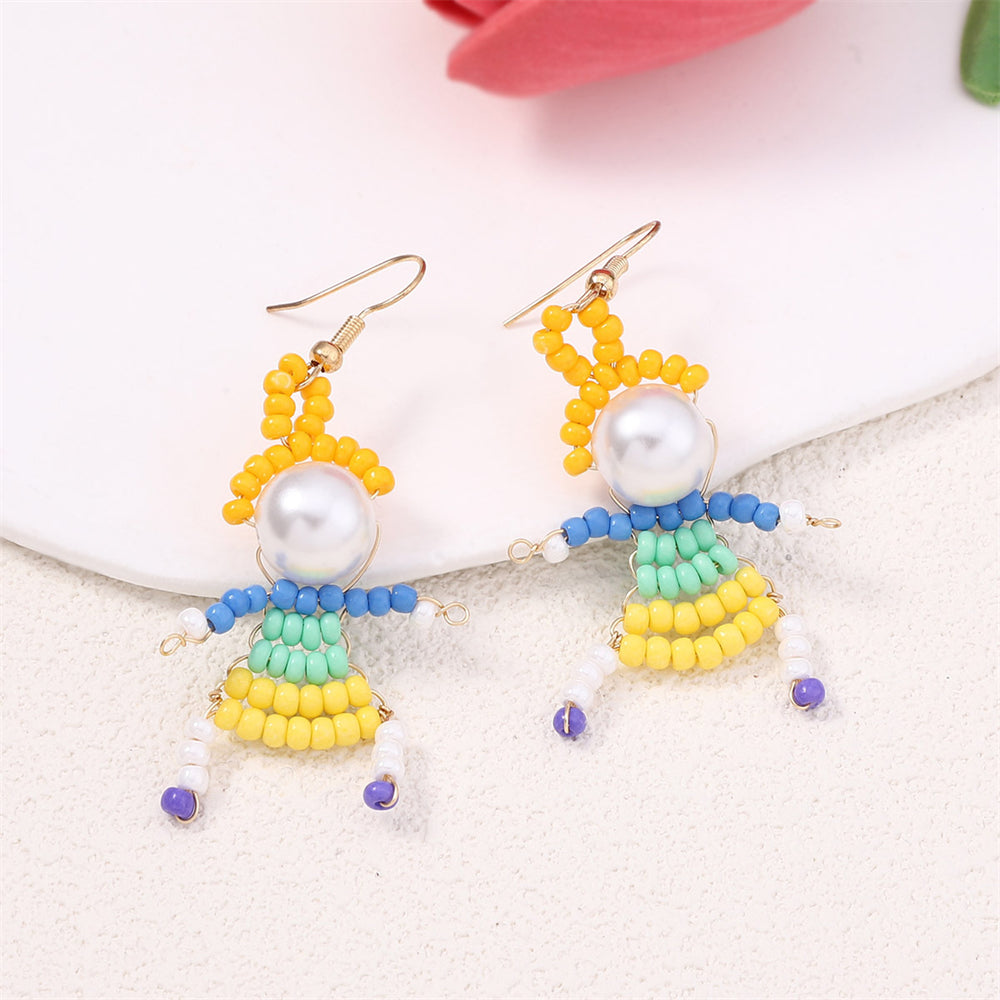 Handmade Beaded Figurine Statement Earrings 3033 #9 Colour