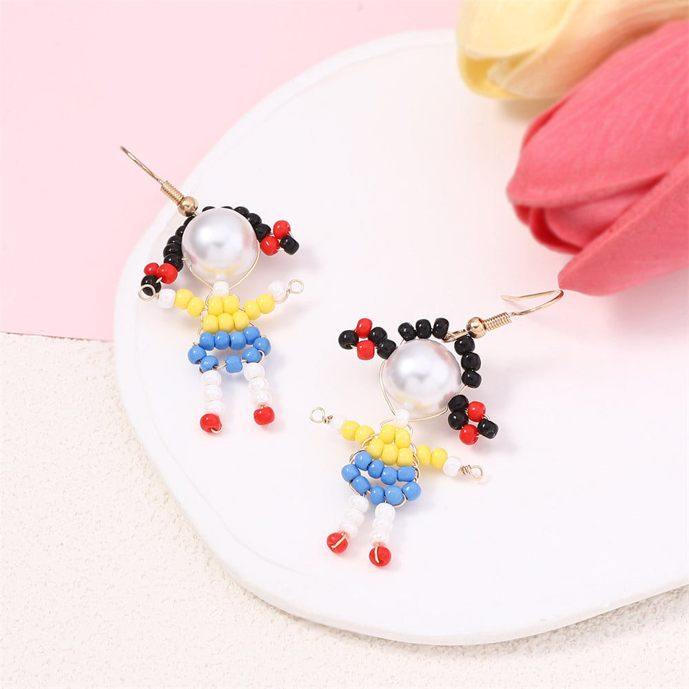 Handmade Beaded Figurine Statement Earrings 3033 #7 Colour