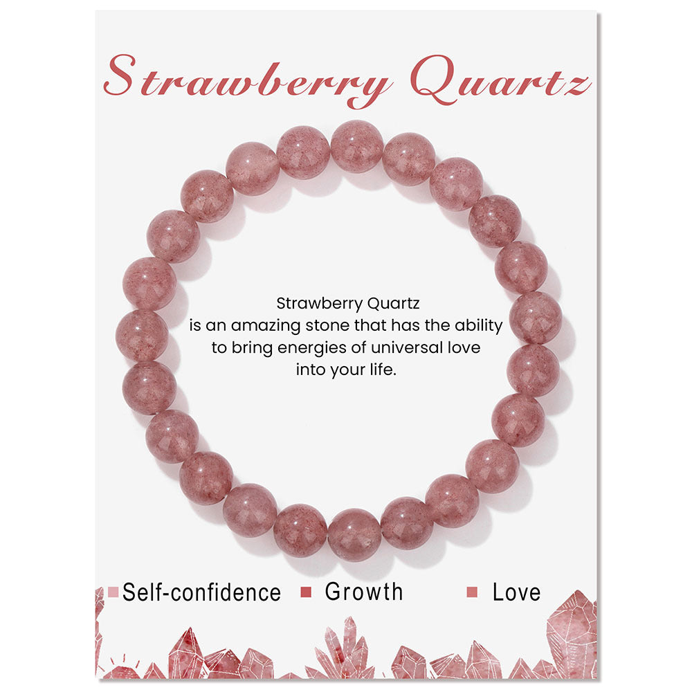 Healing Crystal Bracelet Mindful Serenity Beads 3025 Strawberry Quartz