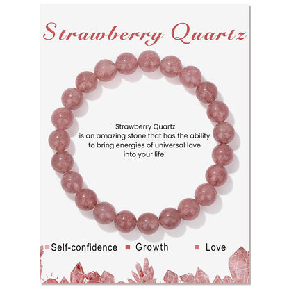 Healing Crystal Bracelet Mindful Serenity Beads 3025 Strawberry Quartz