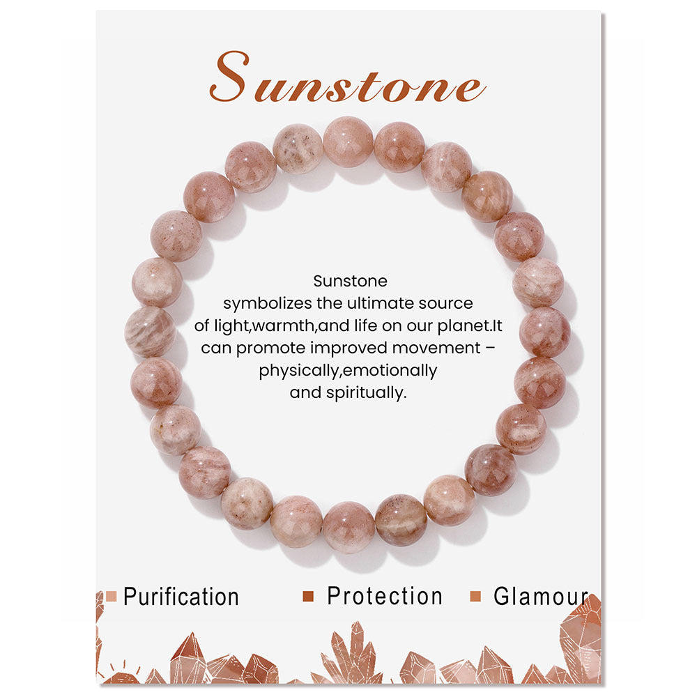 Healing Crystal Bracelet Mindful Serenity Beads 3025 Sunstone