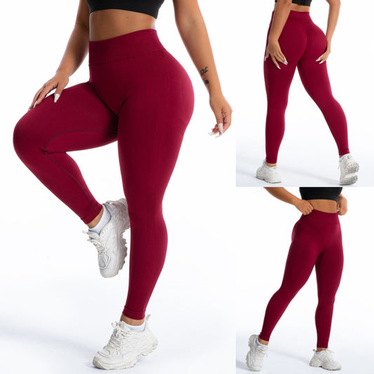 High-Performance Athletic Comfort Fit Leggings 2941 Wine red