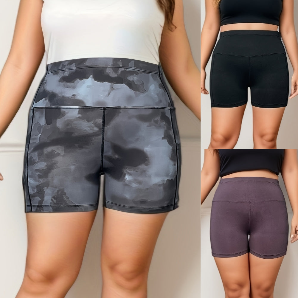 High-Waist Plus Size Fitness Shorts 2967 Mix Color