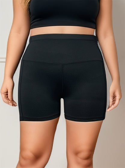 High-Waist Plus Size Fitness Shorts 2967 Black