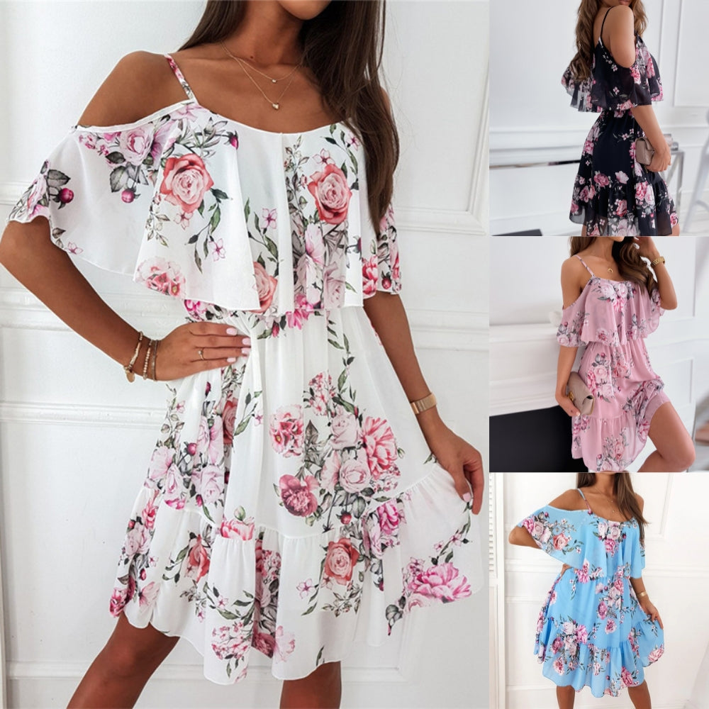 Knee Length Dresses Off-Shoulder Summer Dress 3047