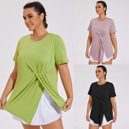 Knotted Drape-Front Top Soft Shirt 2949 Mix Color