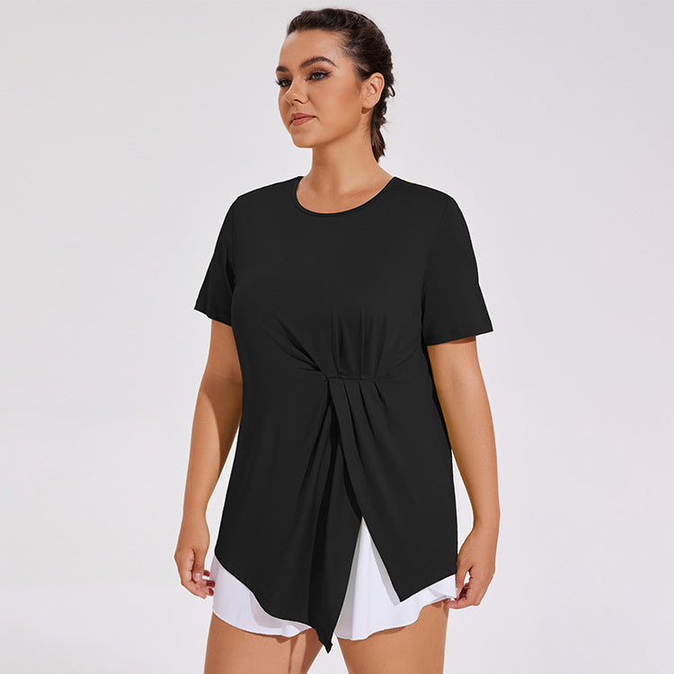 Knotted Drape-Front Top Soft Shirt 2949 Black