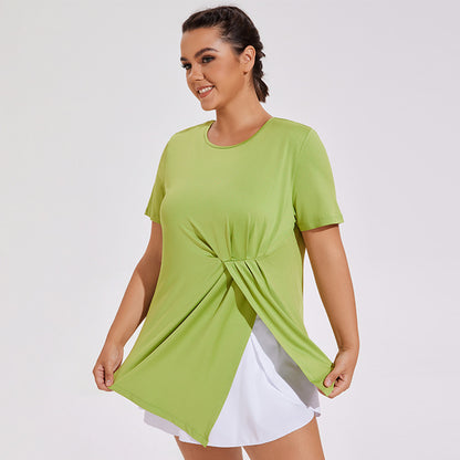 Knotted Drape-Front Top Soft Shirt 2949 Green