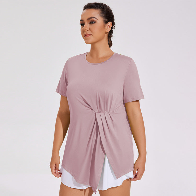 Knotted Drape-Front Top Soft Shirt 2949 Purple