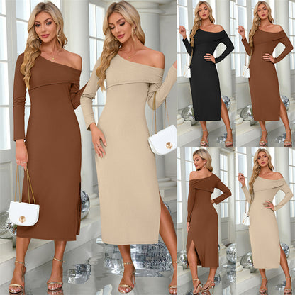 Cold-shoulder bodycon sheath midi dress 3122