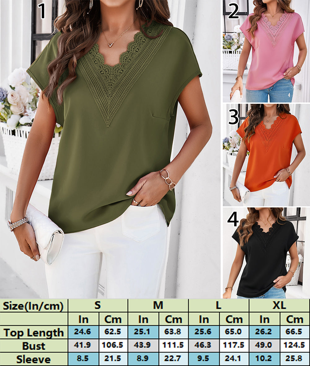 Lace Detail V-Neck Blouse 2880