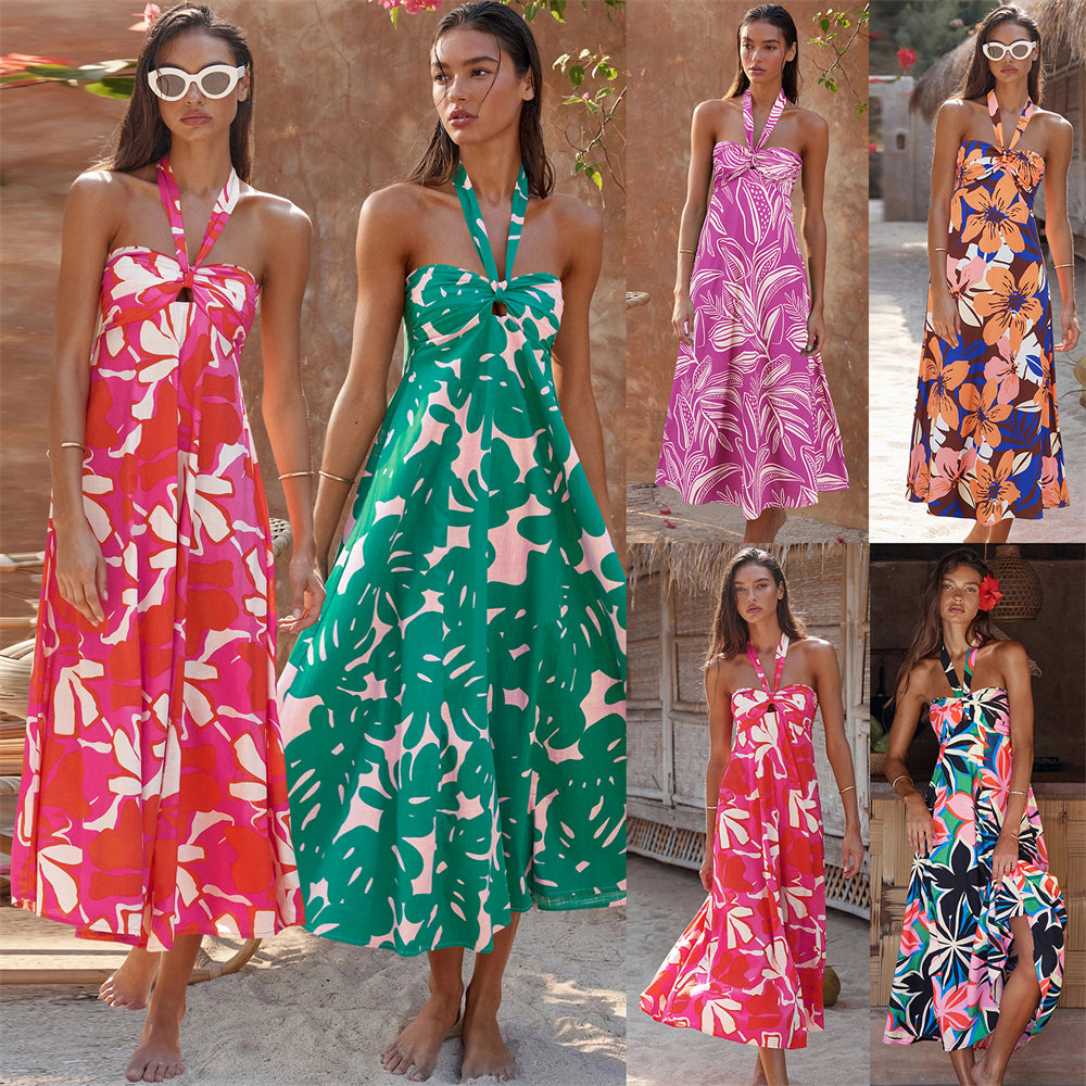 Leaf Print Summer Dress 2909 Mix Color