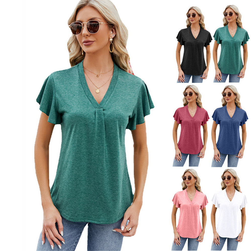 Lightweight Sunrise V-Neck Blouse Tee 2826