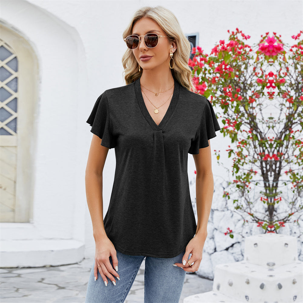 Lightweight Sunrise V-Neck Blouse Tee 2826