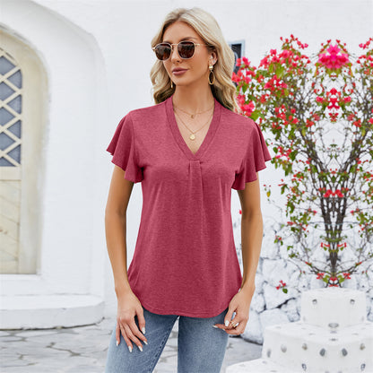 Lightweight Sunrise V-Neck Blouse Tee 2826