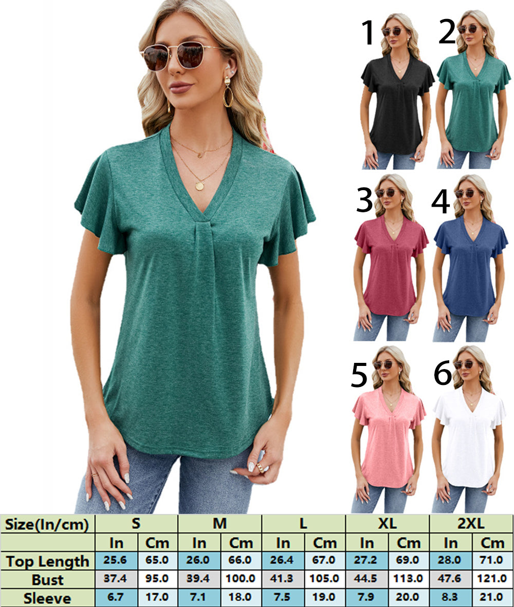 Lightweight Sunrise V-Neck Blouse Tee 2826