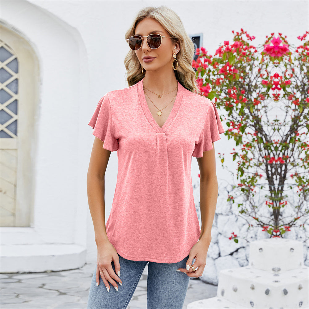 Lightweight Sunrise V-Neck Blouse Tee 2826