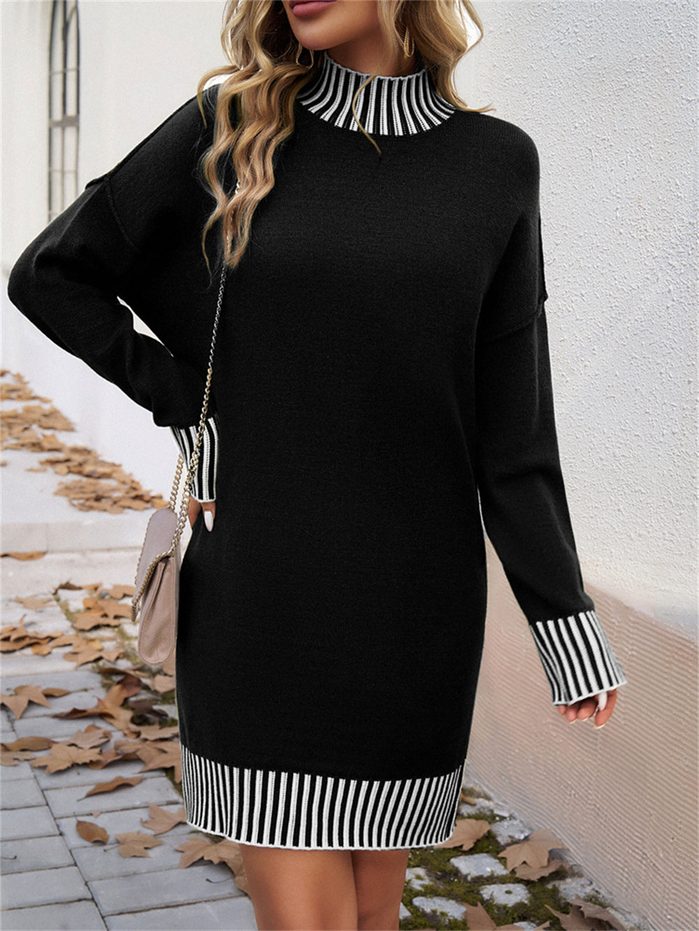 Long sleeve knit dress winter dresses 3073