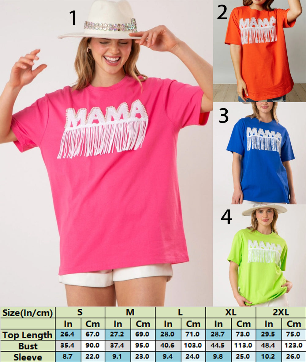 MAMA Graphic Fringe Lettering Tee Top 2945