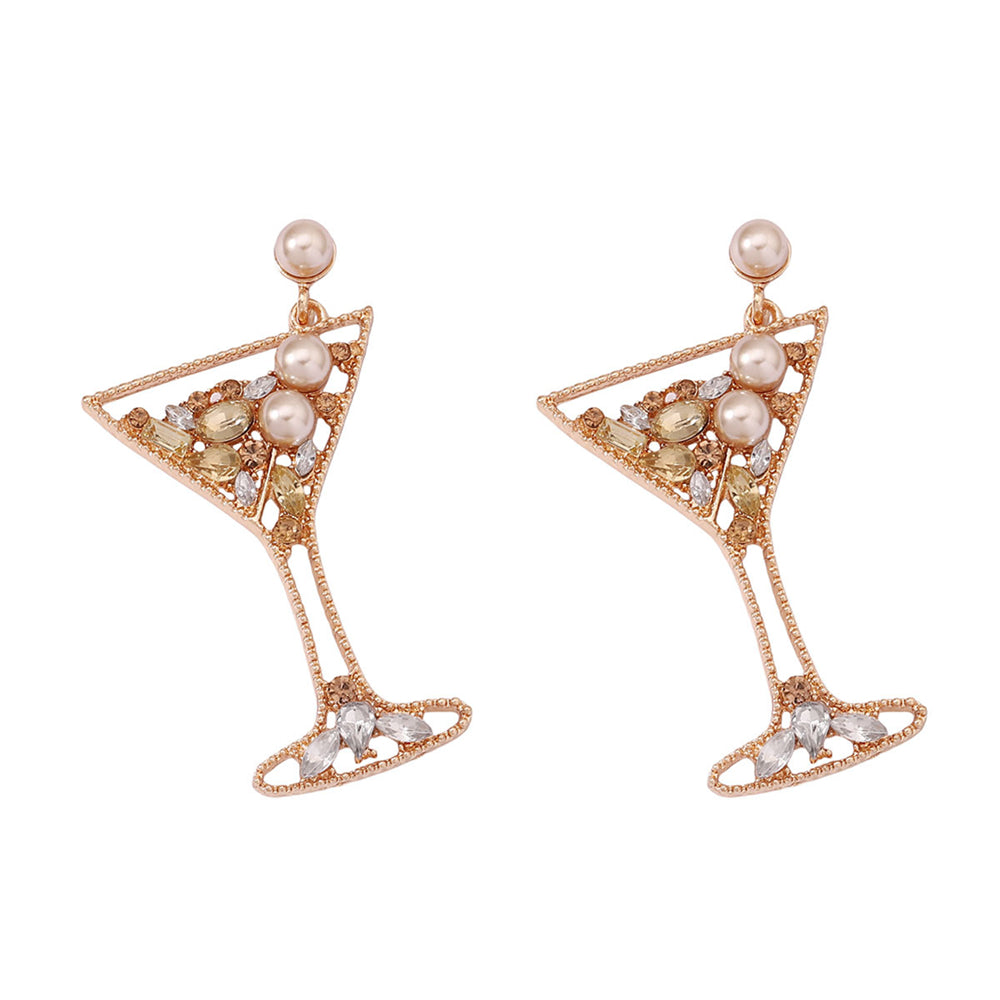 Martini Glass Pearl Drop Earrings 2904 Champagne