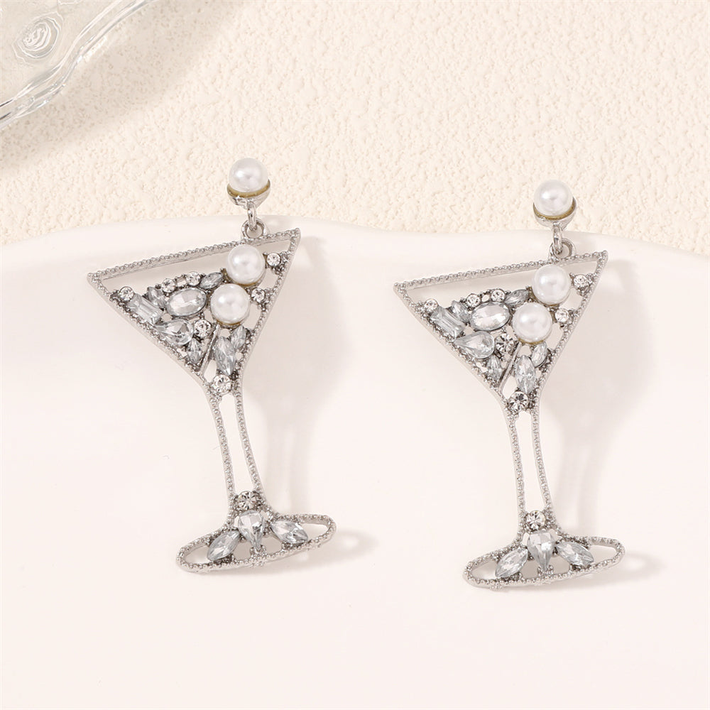 Martini Glass Pearl Drop Earrings 2904