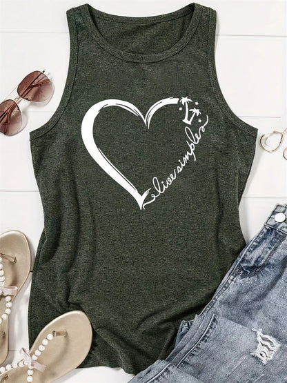 Minimalist Love Heart Design Sleeveless Tank 2831