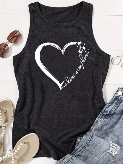 Minimalist Love Heart Design Sleeveless Tank 2831