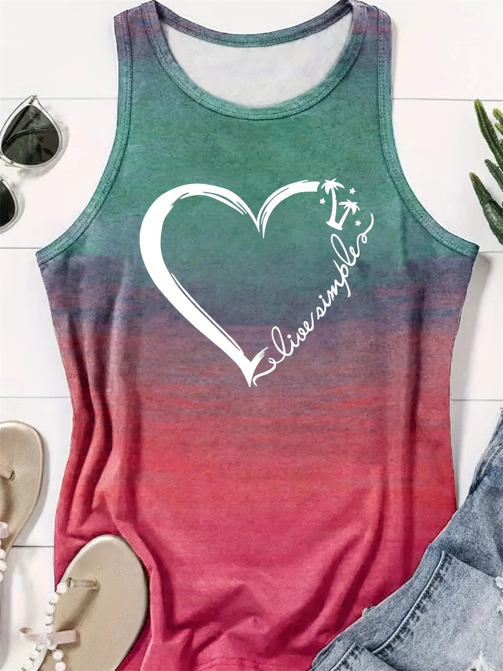 Minimalist Love Heart Design Sleeveless Tank 2831