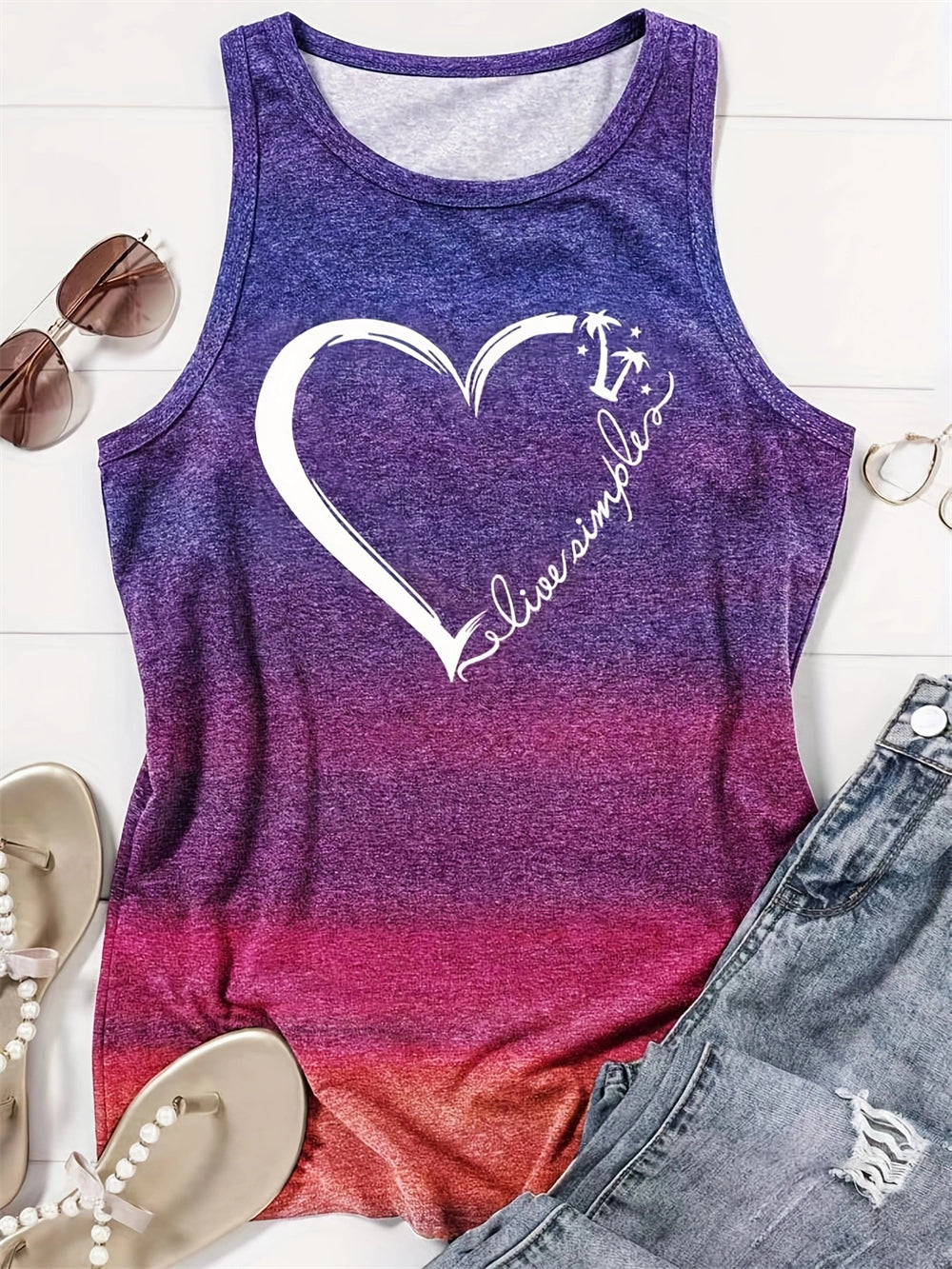 Minimalist Love Heart Design Sleeveless Tank 2831