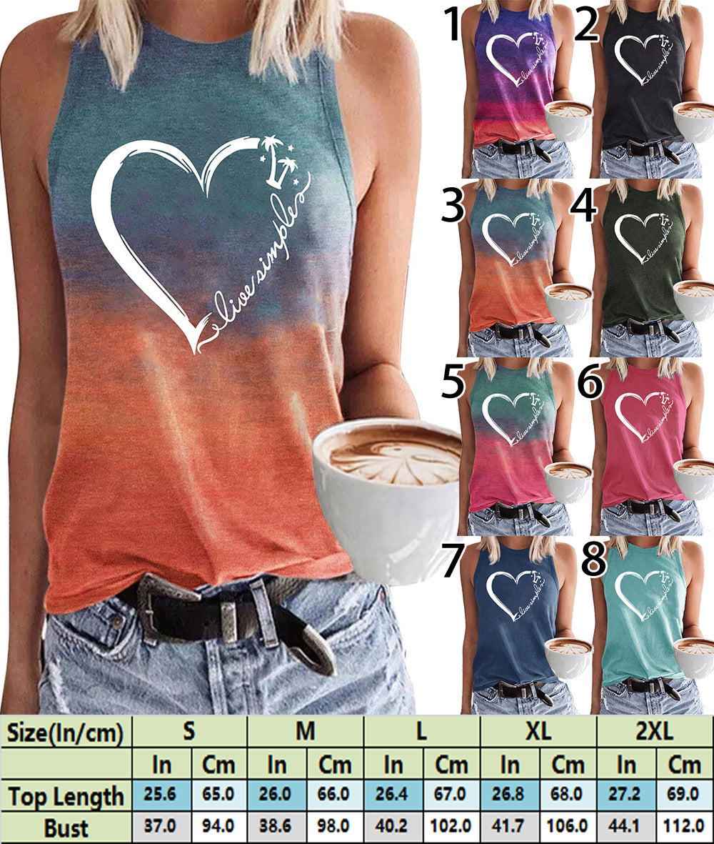 Minimalist Love Heart Design Sleeveless Tank 2831