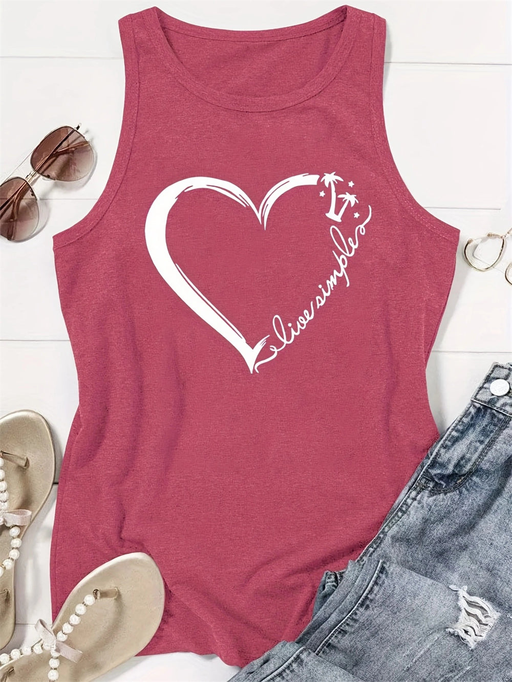 Minimalist Love Heart Design Sleeveless Tank 2831