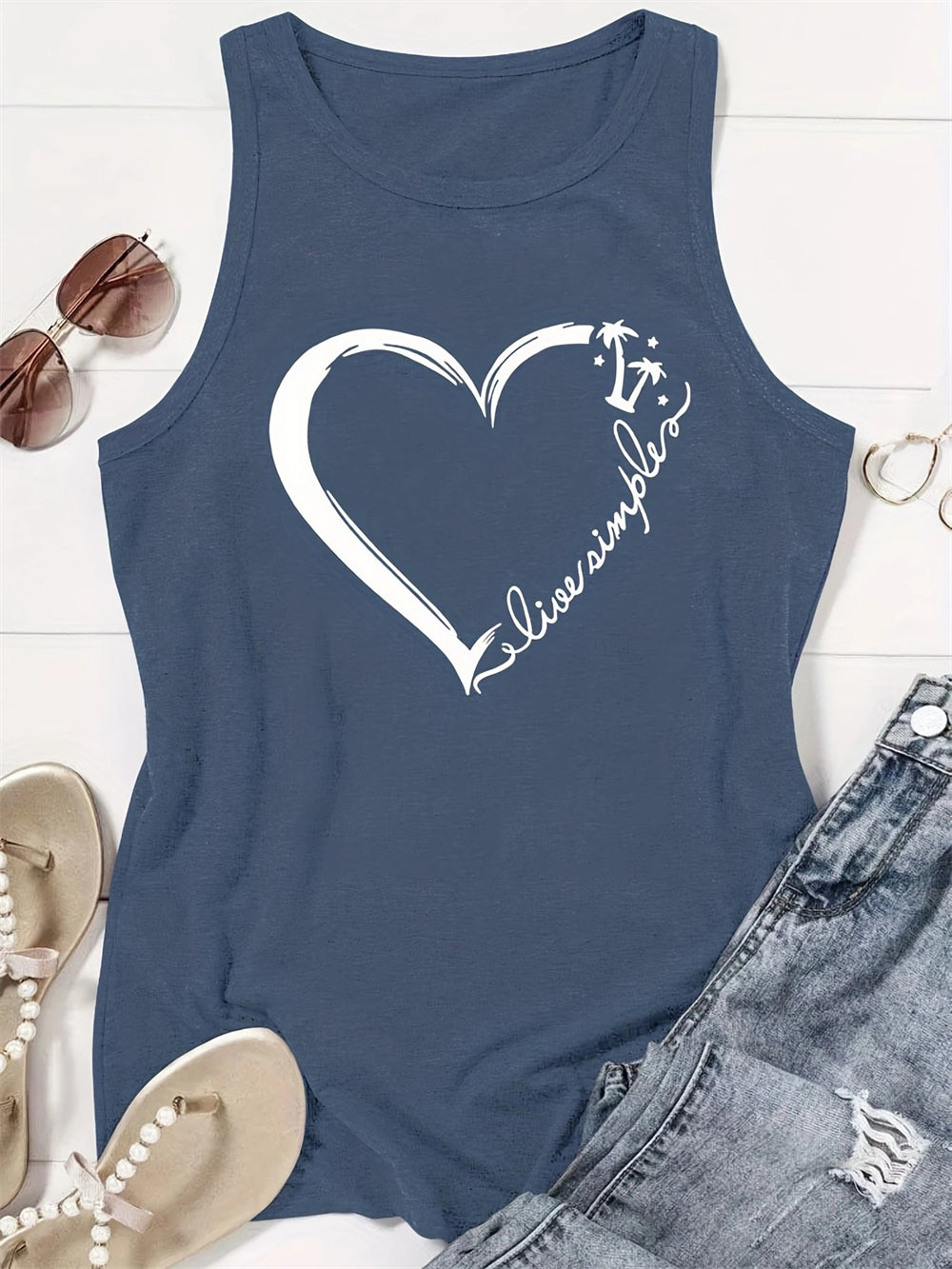 Minimalist Love Heart Design Sleeveless Tank 2831