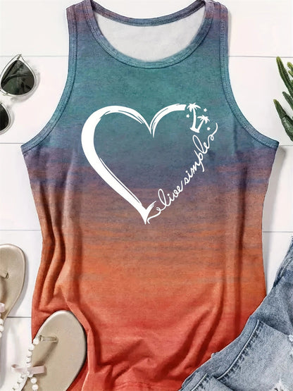 Minimalist Love Heart Design Sleeveless Tank 2831