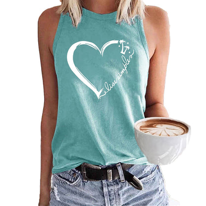 Minimalist Love Heart Design Sleeveless Tank 2831