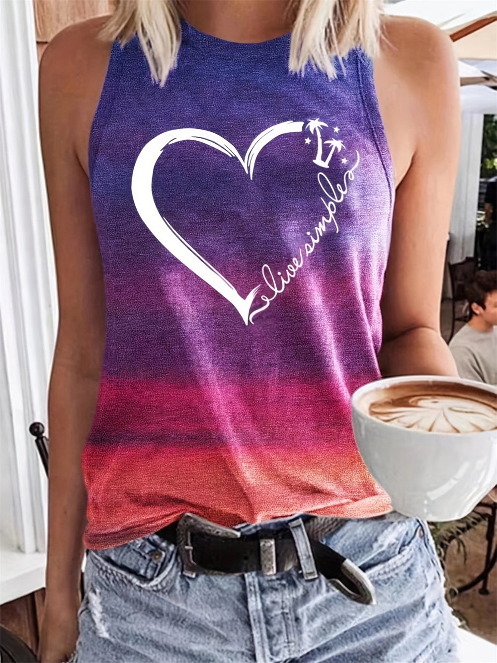 Minimalist Love Heart Design Sleeveless Tank 2831