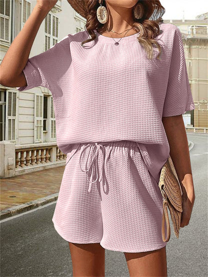 Minimalist Textured Outfit Combo 2907 Pink