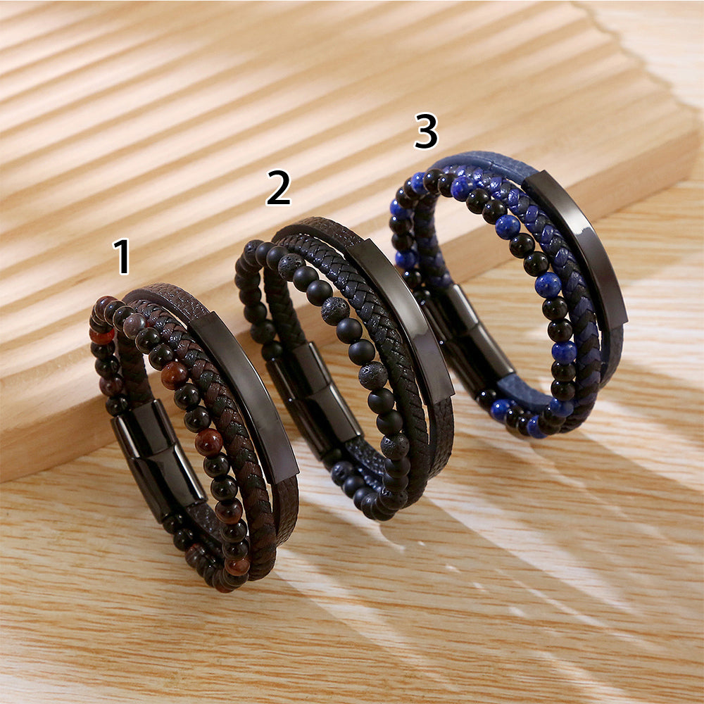 Modern Bead & Leather Wrap Bracelet 2804