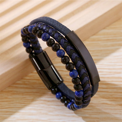 Modern Bead & Leather Wrap Bracelet 2804