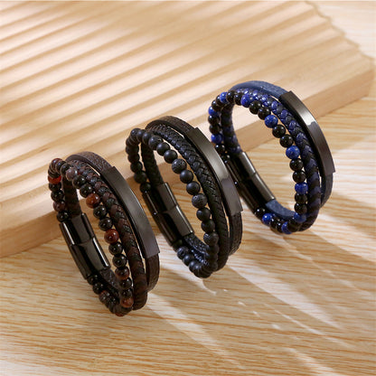 Modern Bead & Leather Wrap Bracelet 2804