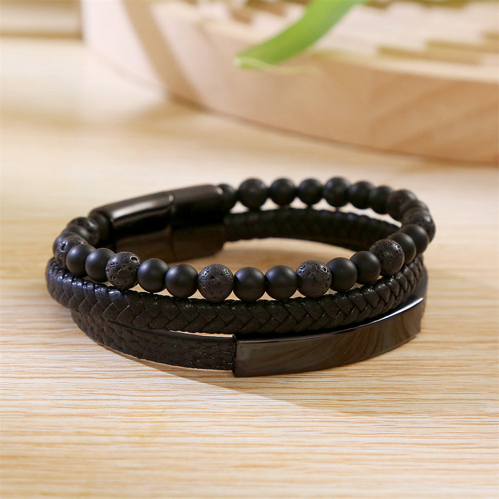 Modern Bead & Leather Wrap Bracelet 2804