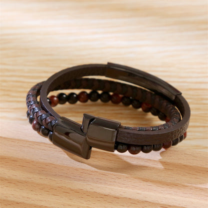 Modern Bead & Leather Wrap Bracelet 2804