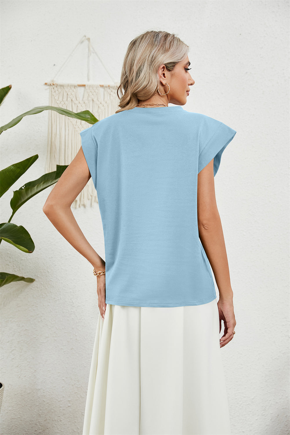 Modern Minimalist Cap Sleeve Top 2794