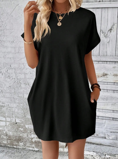 Modern Minimalist Hidden Pocket T-Shirt Dress 2760 Black