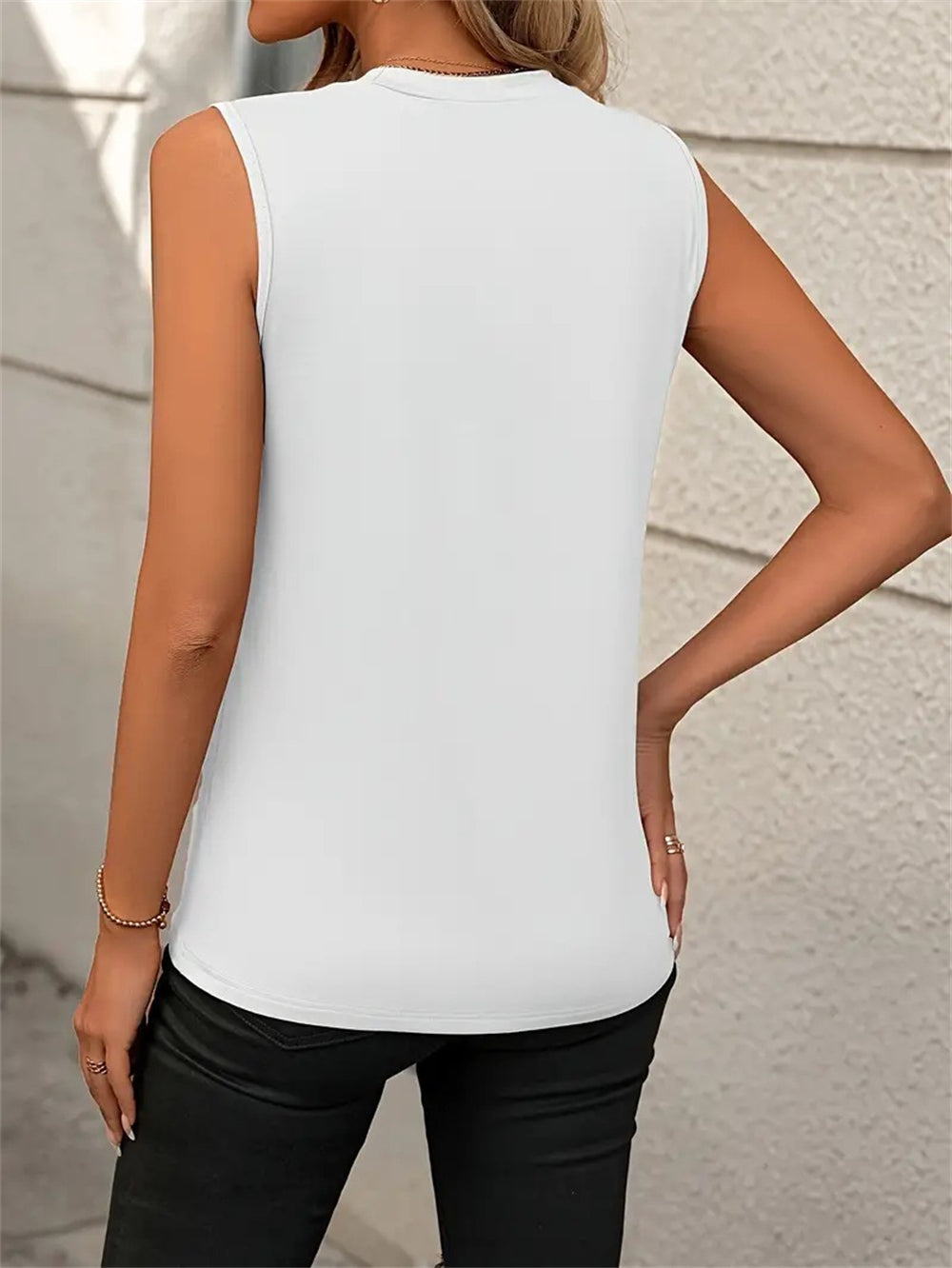 Modern Sleeveless Blouse with Unique Cut 2823