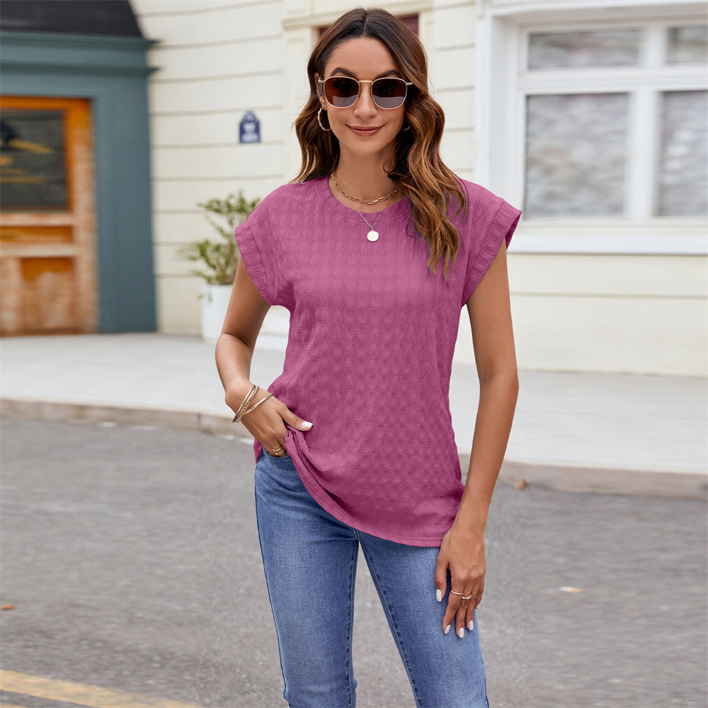 Modern Textured Shirt Top 2974 Rose red