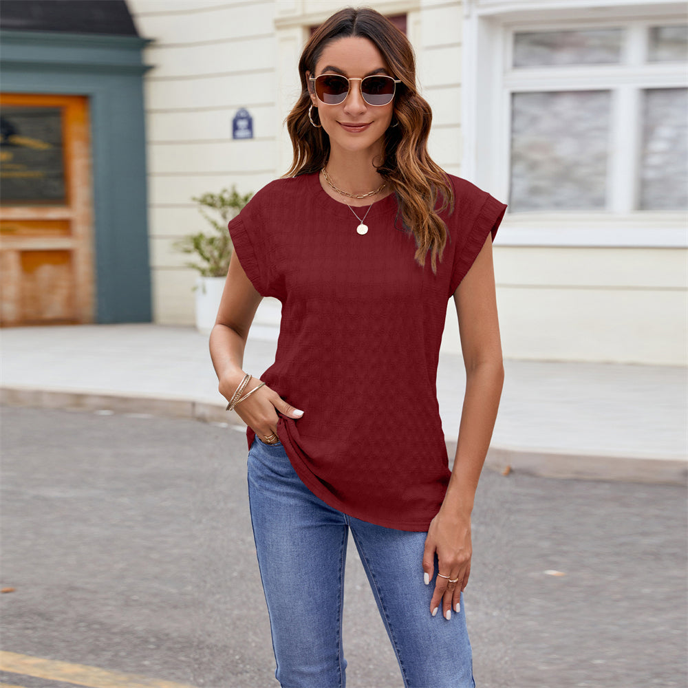 Modern Textured Shirt Top 2974 Wine red