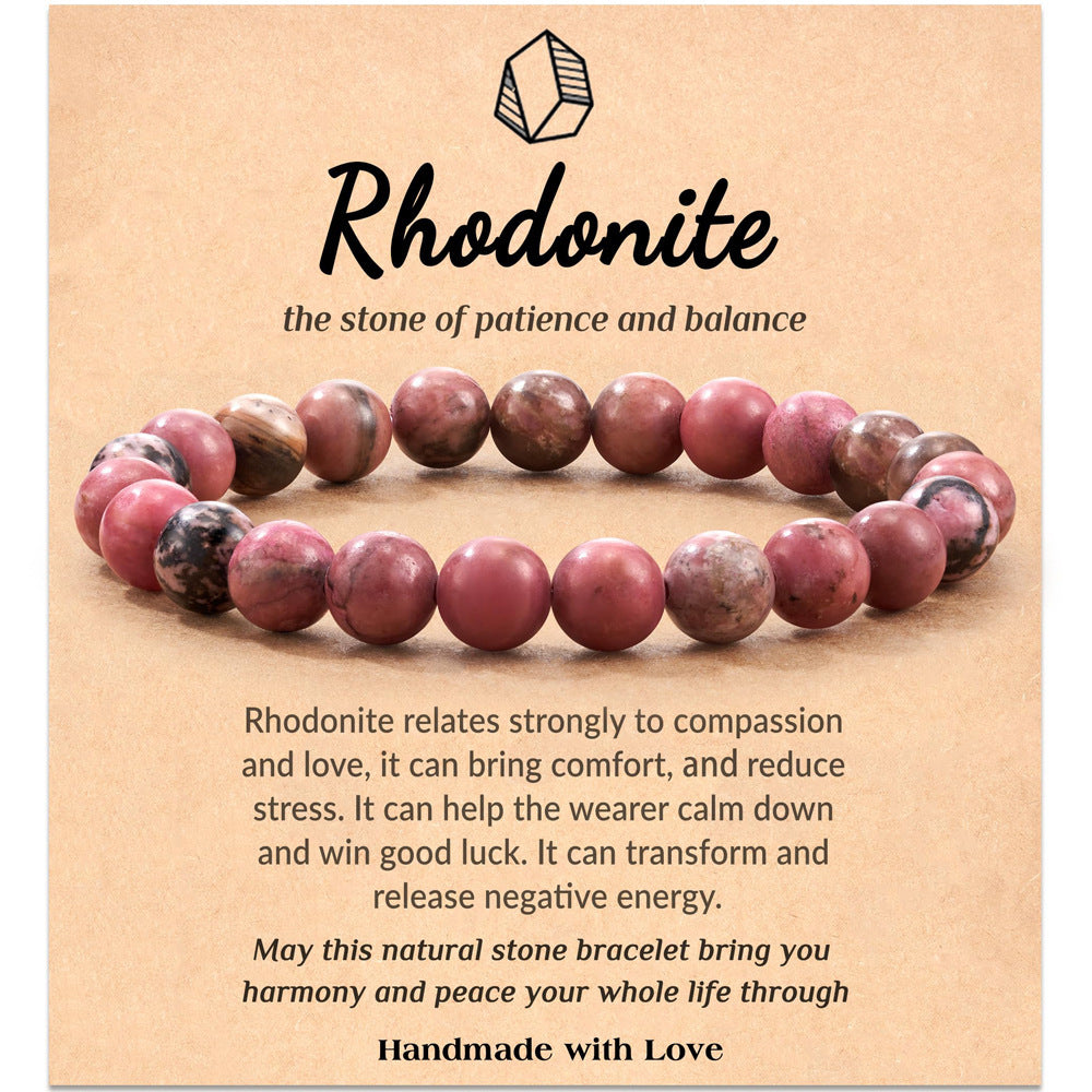 Natural Stone Empowerment Healing Crystal Bracelet 3028 Rhodonite